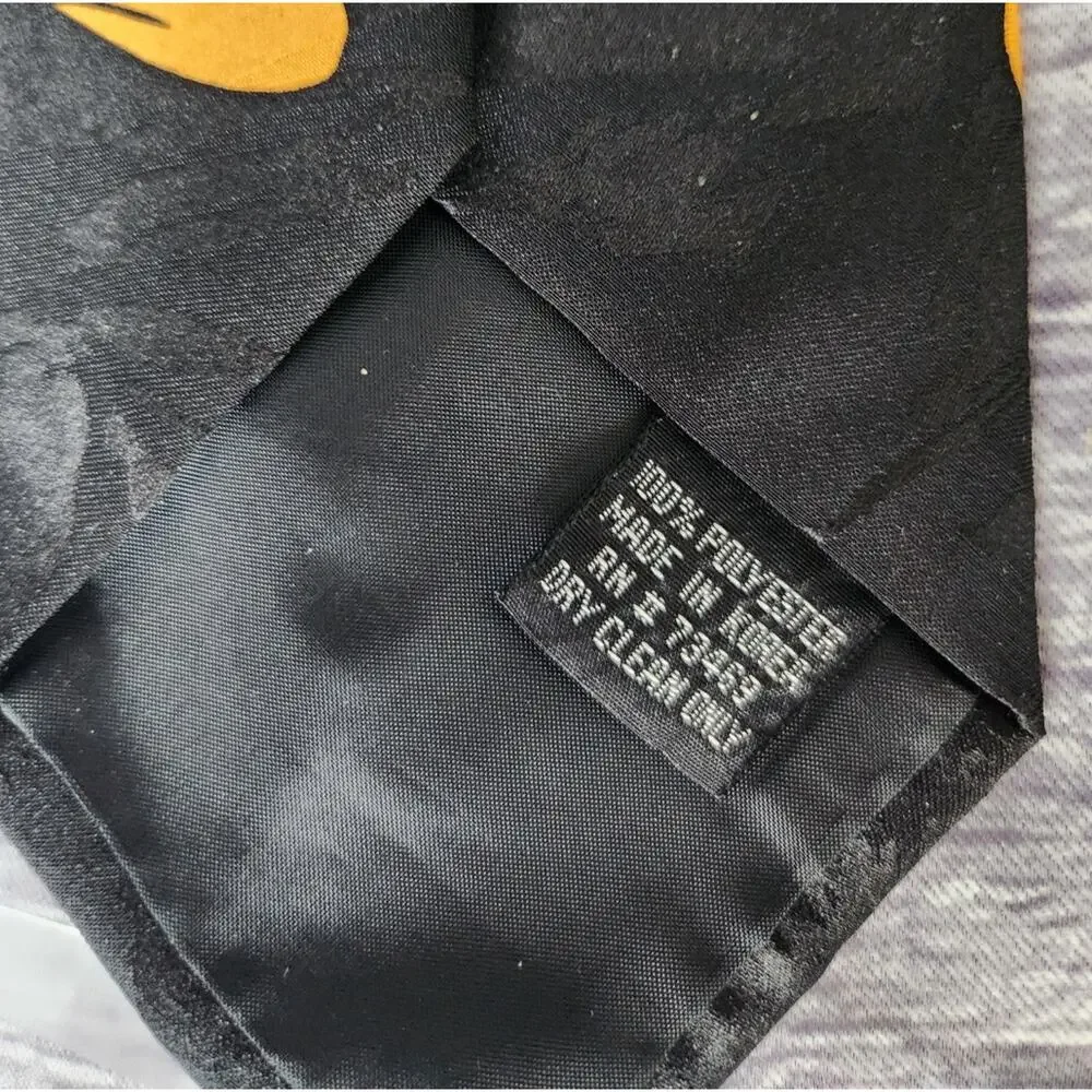 Vintage Looney Tunes Mania Tie‎ Daffy Duck Graphic Black Orange
